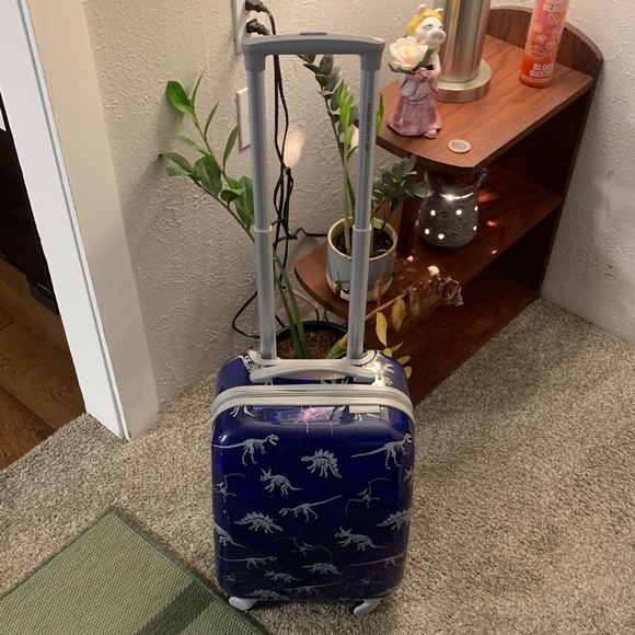 Blue Dinosaur Print Suitcase travelers choice carry on - Picture 2 of 9